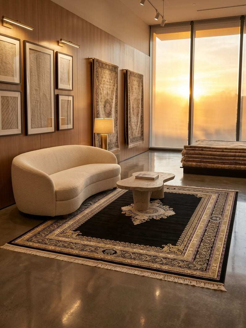 Darbar Persian Carpet Dark and Gold Background | Stylish Rugs & Carpets