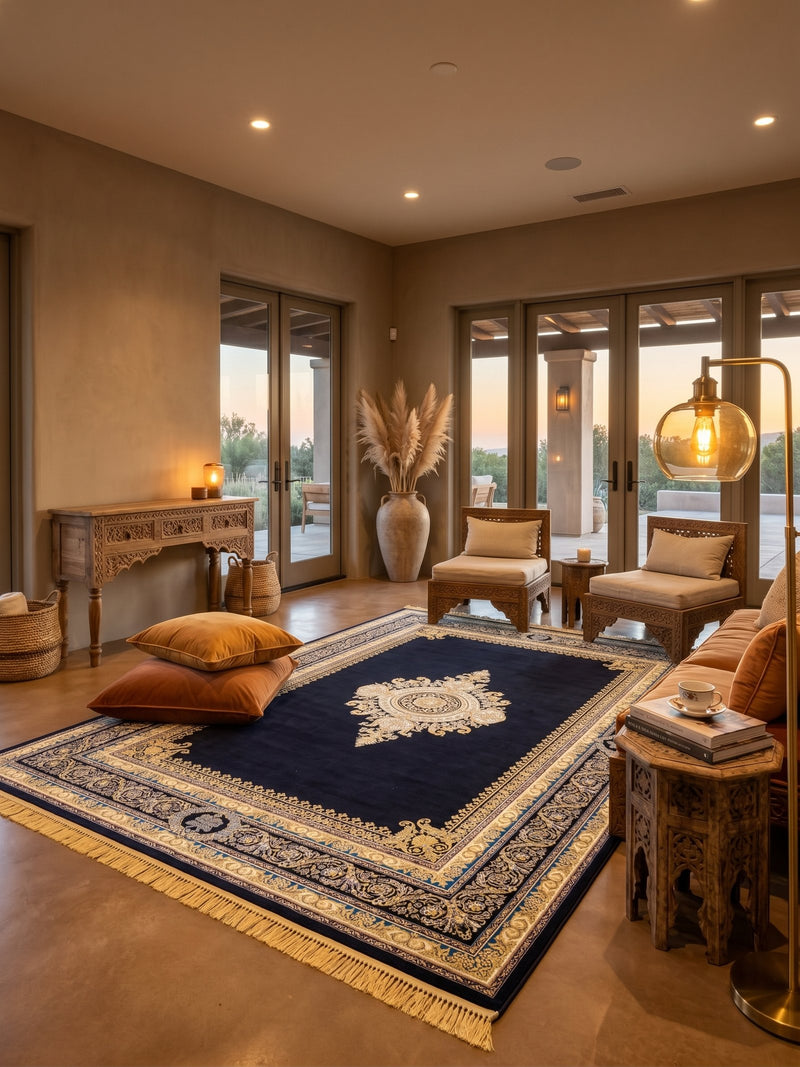 Persian Carpet with Navy Background | Stylish Rugs & Carpets