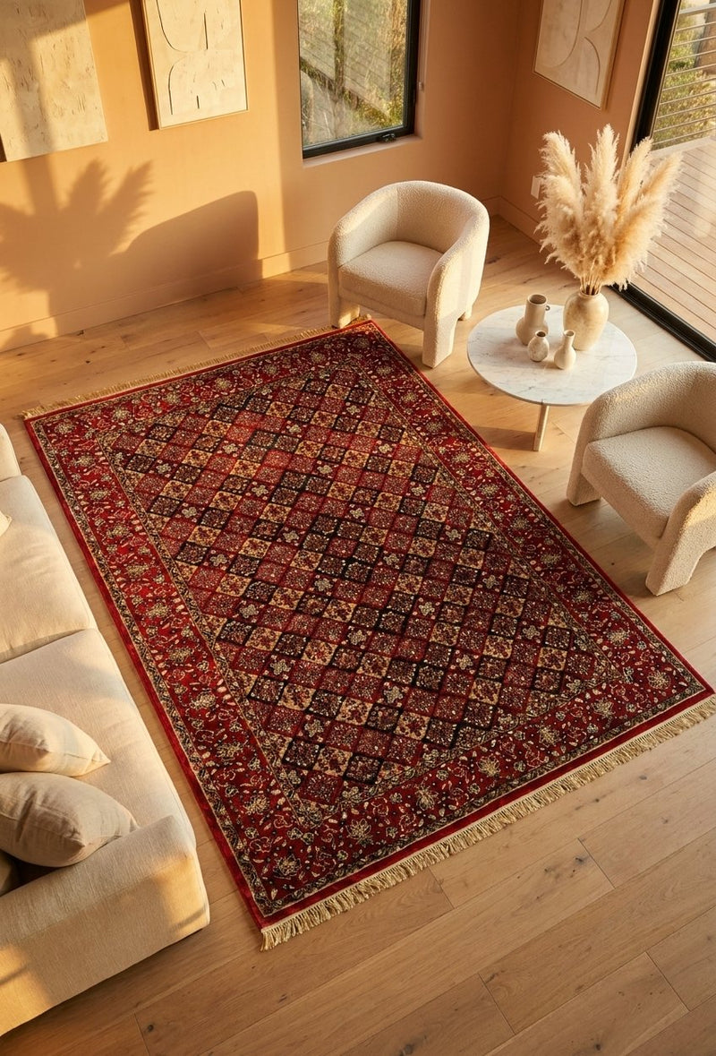 Navy blue Red Semi Antique Persian Tabriz 1200 Reeds