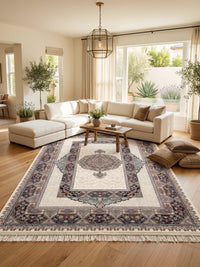 Cream Classic Medallion Persian Rug · 1200 Reeds styled in a room — Stylish Rugs & Carpets, Sacramento