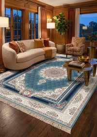 Teal Blue Medallion Persian Rug · 1200 Reeds rug styled in a Sacramento home — Stylish Rugs & Carpets