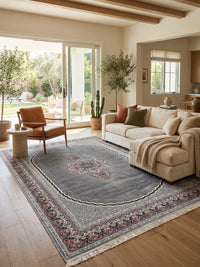 Light Gray Medallion Persian Rug · 1200 Reeds rug styled in a Sacramento home — Stylish Rugs & Carpets