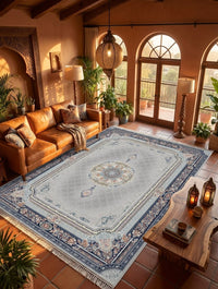 Silver Gray Medallion Persian Rug · 1200 Reeds rug styled in a Sacramento home — Stylish Rugs & Carpets