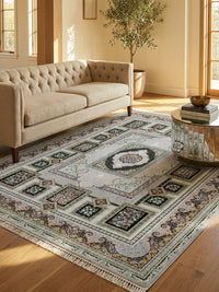 Silver Panel Persian Rug · 1200 Reeds — size 3x6Feet (91x200cm)  2Meters Runner shown to scale in a living room — Stylish Rugs & Carpets, Sacramento