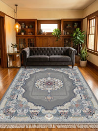 Dark Gray Medallion Persian Rug · 1200 Reeds rug styled in a Sacramento home — Stylish Rugs & Carpets