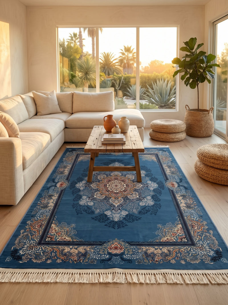 Classic Persian Carpet with Dark Blue Background | Stylish Rugs & Carpets