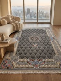 Light Gray Central Medallion Persian Rug · 1200 Reeds styled in a room — Stylish Rugs & Carpets, Sacramento