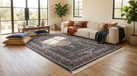 Dark Gray Medallion Persian Rug · 1200 Reeds — size 3x10Feet (91x300cm)  3Meters Runner shown to scale in a living room — Stylish Rugs & Carpets, Sacramento