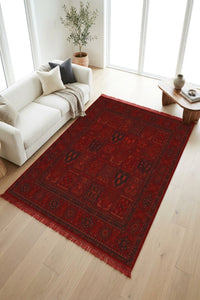 Red Garden Panel Turkish Rug — area rug styled in a room, Stylish Rugs & Carpets, Sacramento