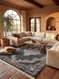 Dark Gray Medallion Persian Rug · 1200 Reeds rug styled in a Sacramento home — Stylish Rugs & Carpets
