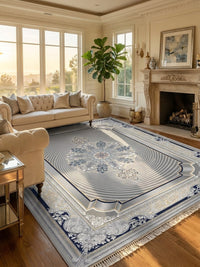 Light Gray 3D Persian Rug · 1200 Reeds rug styled in a Sacramento home — Stylish Rugs & Carpets