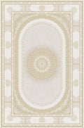 Ivory & Champagne oval medallion rug from the Shadow line, Art Silk pile