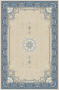 Ivory & Blue star medallion rug from the Shadow line, Art Silk pile