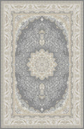 Grey & Cream star medallion rug from the Shadow line, Art Silk pile