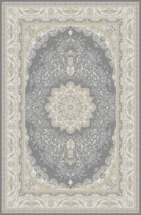Grey & Cream star medallion rug from the Shadow line, Art Silk pile