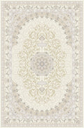 Cream classical medallion rug from the Shadow line, Art Silk pile