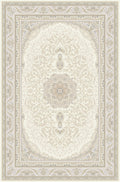 Cream oval medallion rug from the Shadow line, Art Silk pile