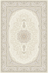 Cream oval medallion rug from the Shadow line, Art Silk pile