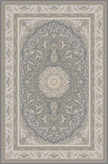 Grey oval medallion rug from the Shadow line, Art Silk pile