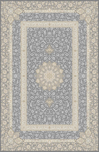 Blue-Grey open-field medallion rug from the Shadow line, Art Silk pile