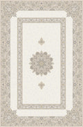 Cream open-field medallion rug from the Shadow line, Art Silk pile