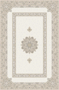 Cream open-field medallion rug from the Shadow line, Art Silk pile