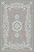 Grey & Teal roundel panel rug from the Shadow line, Art Silk pile