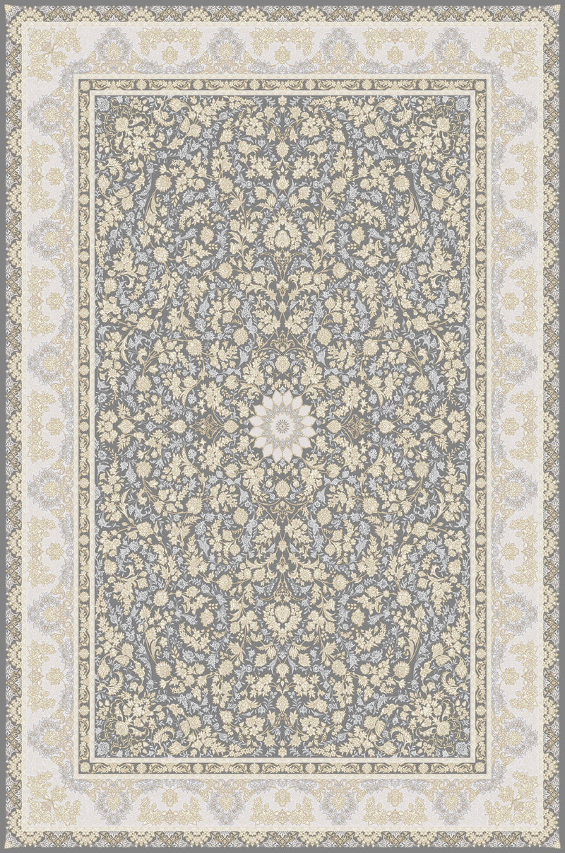 Grey & Blue all-over floral rug from the Shadow line, Art Silk pile