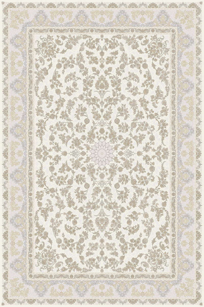 Ivory all-over floral rug from the Shadow line, Art Silk pile