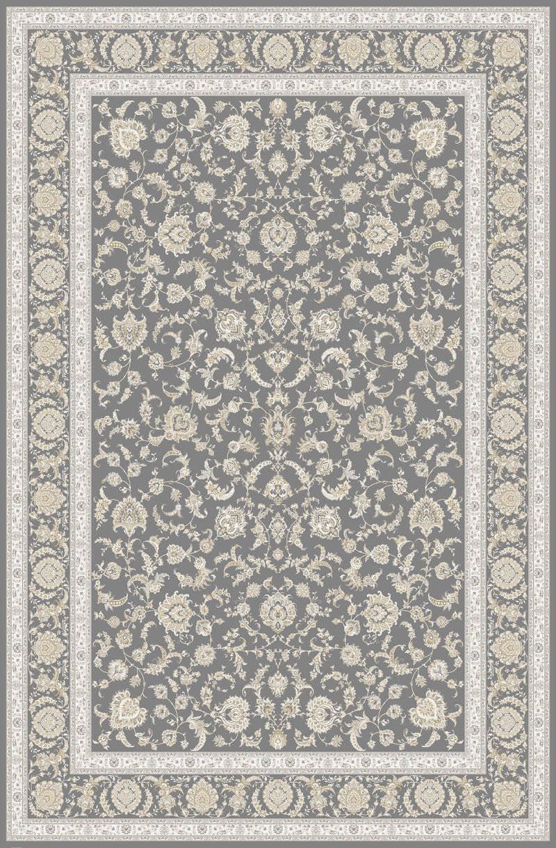 Grey delicate floral rug from the Shadow line, Art Silk pile