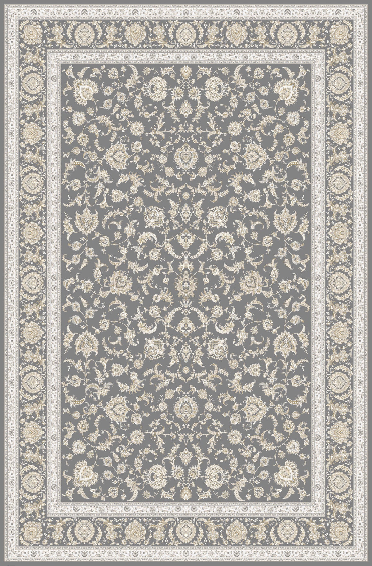 Grey delicate floral rug from the Shadow line, Art Silk pile
