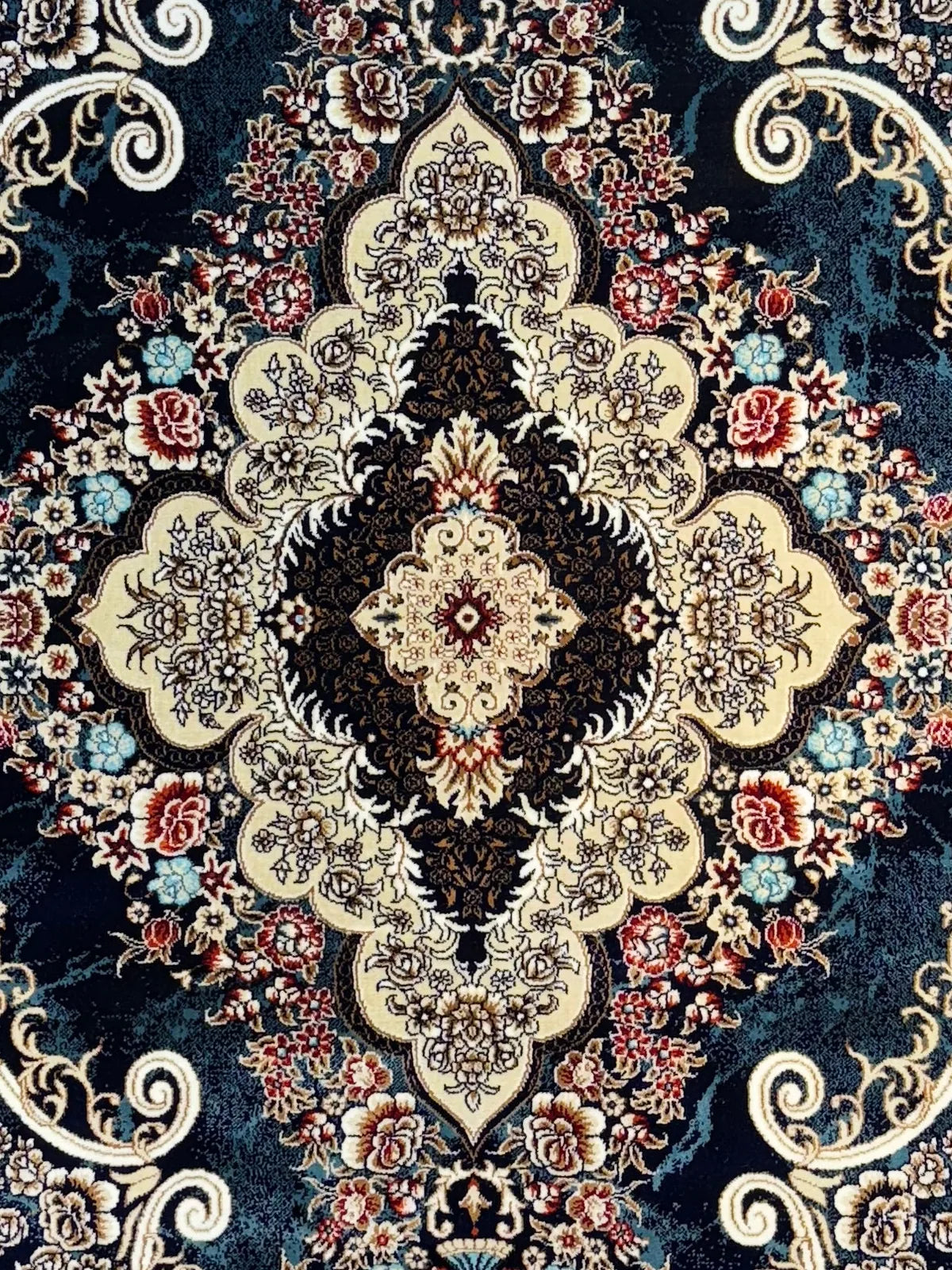 Star Persian Rug, Blue Mix — 1200 Reeds medallion detail