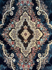 Star Persian Rug, Blue Mix — 1200 Reeds pile macro detail