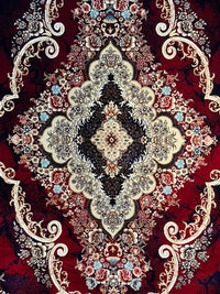 Star Persian Rug, Red Mix — 1200 Reeds pile macro detail