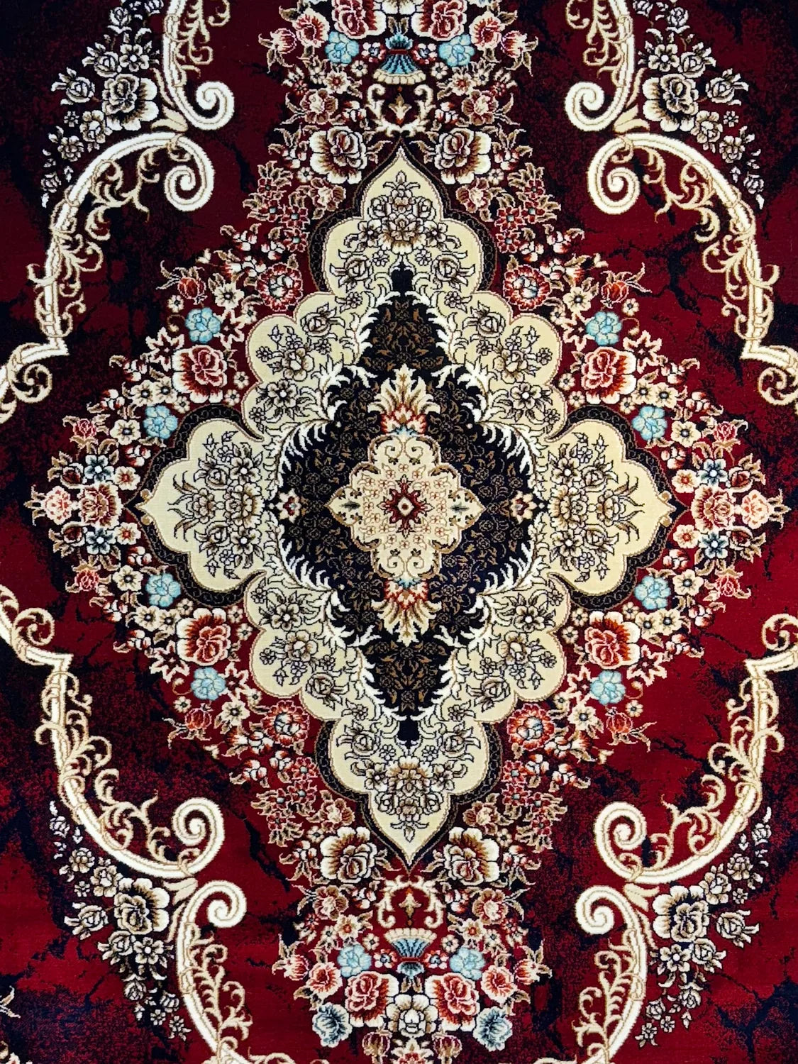 Star Persian Rug, Red Mix — 1200 Reeds pile macro detail