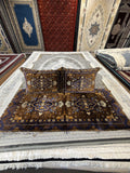 Brown and royal blue medallion Afghan toshak cover set — Stylish Rugs & Carpets, Sacramento