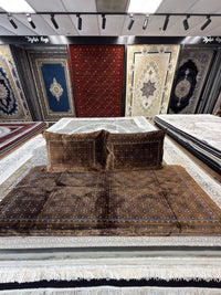 Chocolate brown Afghan toshak cover set with two matching cushions