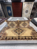 Cream and chocolate brown medallion Afghan toshak cover set — Stylish Rugs & Carpets, Sacramento