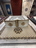 Ivory and teal lattice Afghan toshak cover set — Stylish Rugs & Carpets, Sacramento