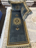 Sage grey and gold rosette Afghan toshak cover set — Stylish Rugs & Carpets, Sacramento