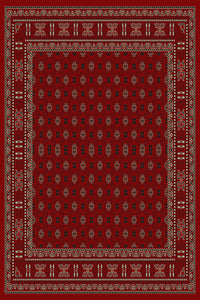 Red and ivory Turkmen all-over rug, design 00389A, wide ivory border — Stylish Rugs & Carpets, Sacramento