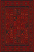 Red garden-panel Turkish rug, design 01736A, compartmented field — Stylish Rugs & Carpets, Sacramento