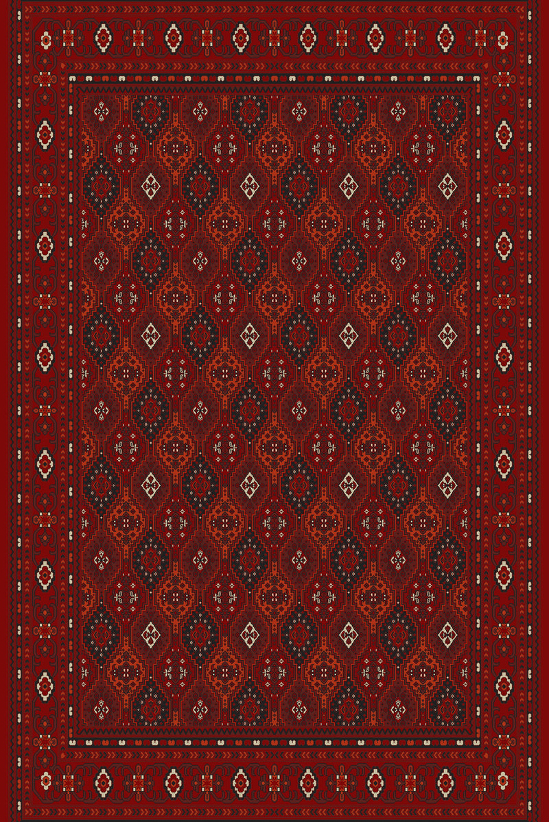 Red all-over diamond lattice Turkish rug, design 03139B — Stylish Rugs & Carpets, Sacramento