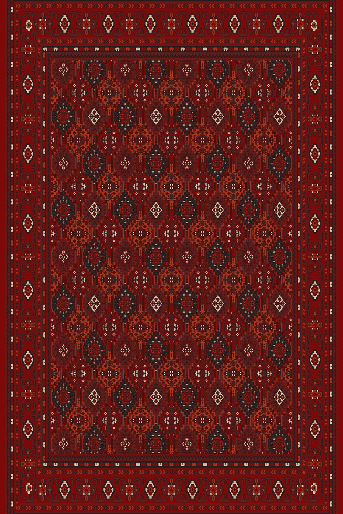 Red all-over diamond lattice Turkish rug, design 03139B — Stylish Rugs & Carpets, Sacramento