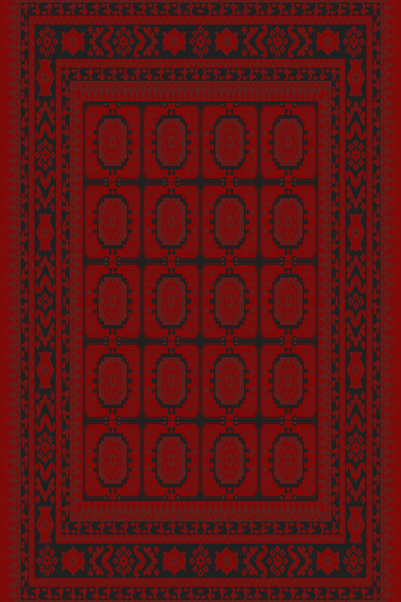 Red and black oval panel Turkish rug, design 05364A — Stylish Rugs & Carpets, Sacramento