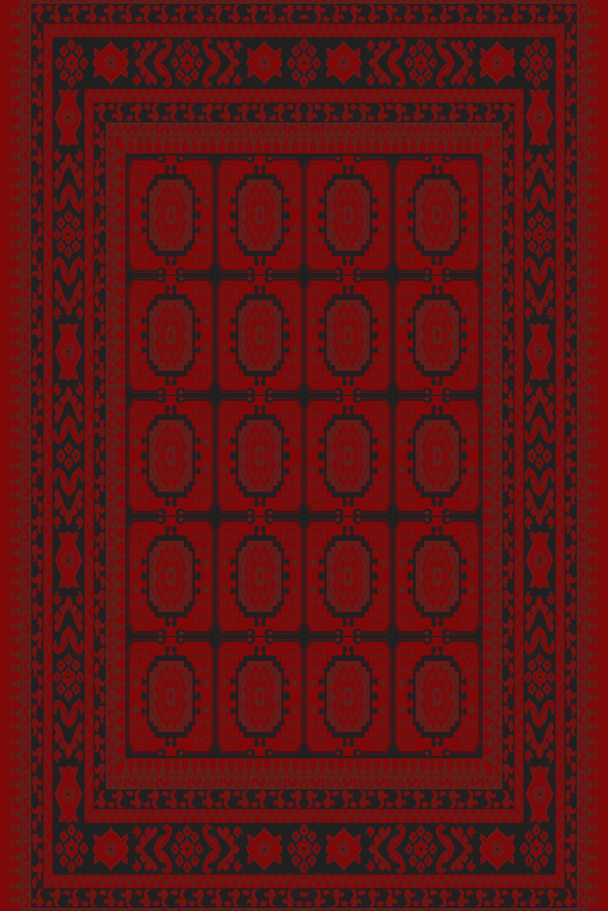 Red and black oval panel Turkish rug, design 05364A — Stylish Rugs & Carpets, Sacramento