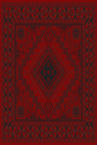 Red and black stepped diamond medallion Turkish rug, design 05365A — Stylish Rugs & Carpets, Sacramento