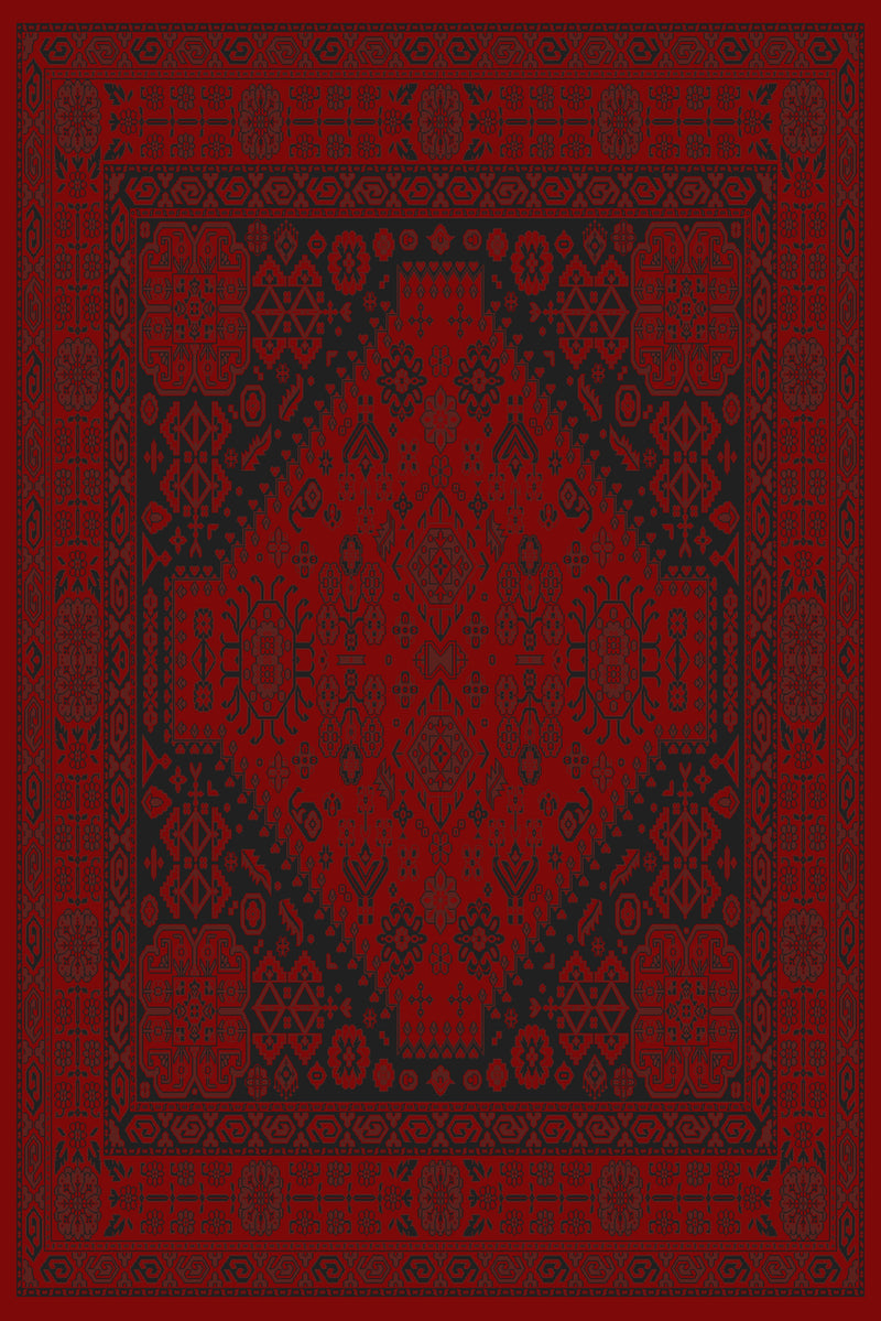 Red and black grand medallion Turkish rug, design 05366A red colourway — Stylish Rugs & Carpets, Sacramento
