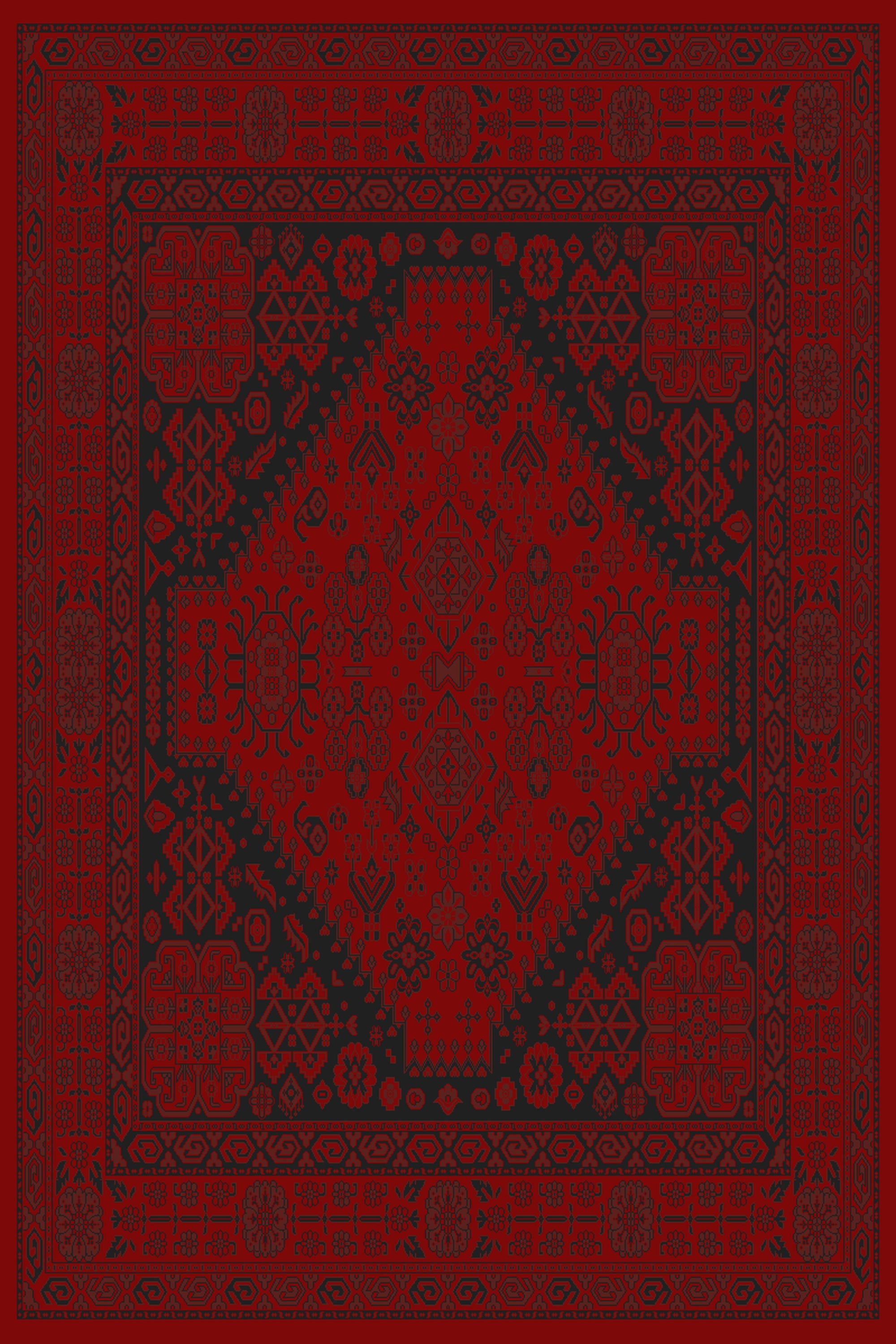 Red and black grand medallion Turkish rug, design 05366A red colourway — Stylish Rugs & Carpets, Sacramento