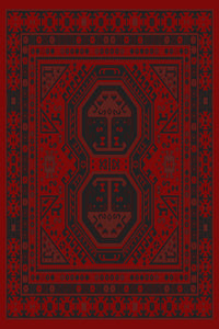 Red and black twin octagon medallion Turkish rug, design 05367A — Stylish Rugs & Carpets, Sacramento